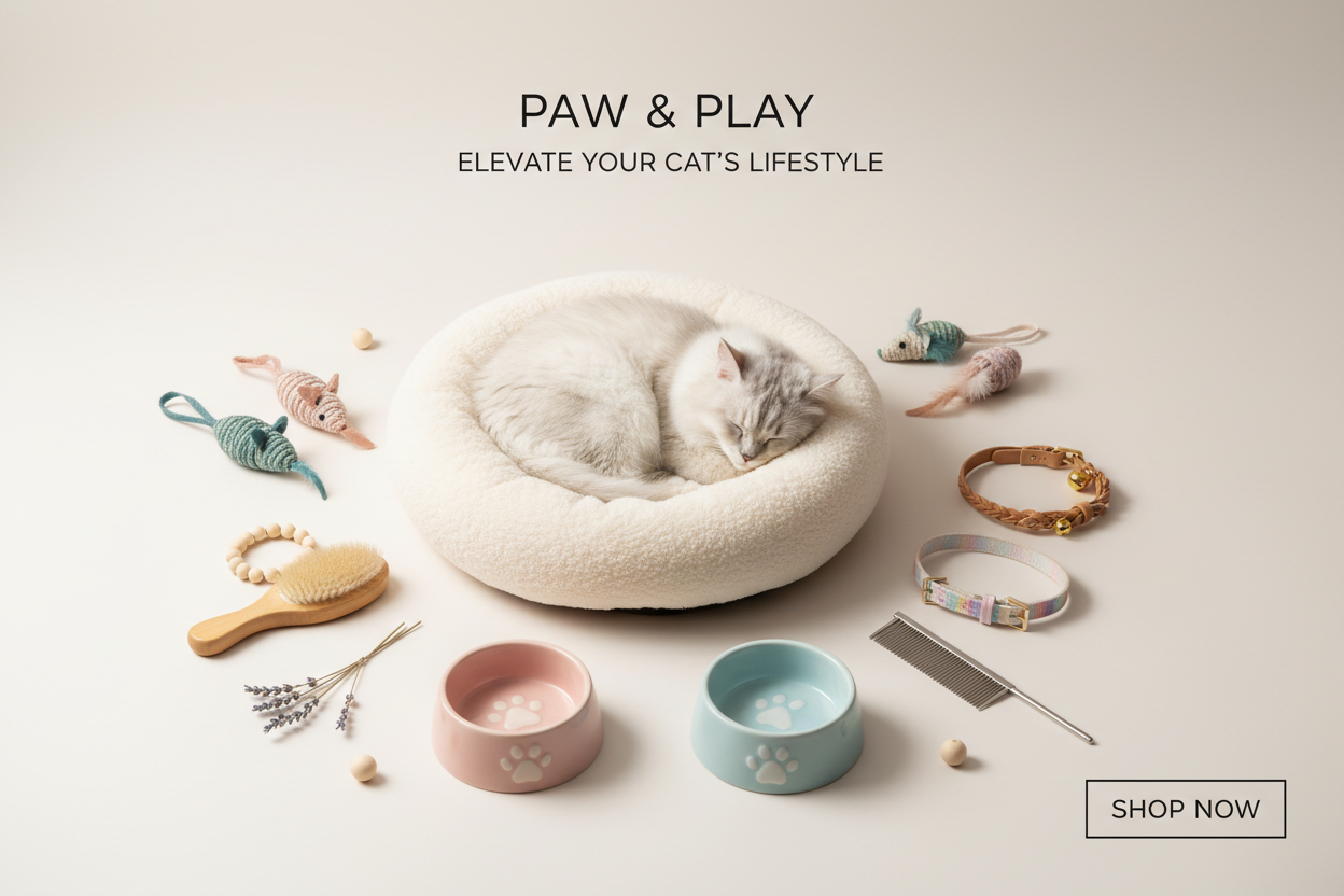 Generate a banner for cat accessories