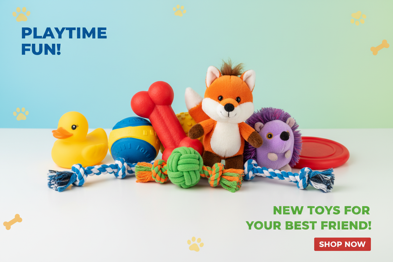 small banner for dog toys